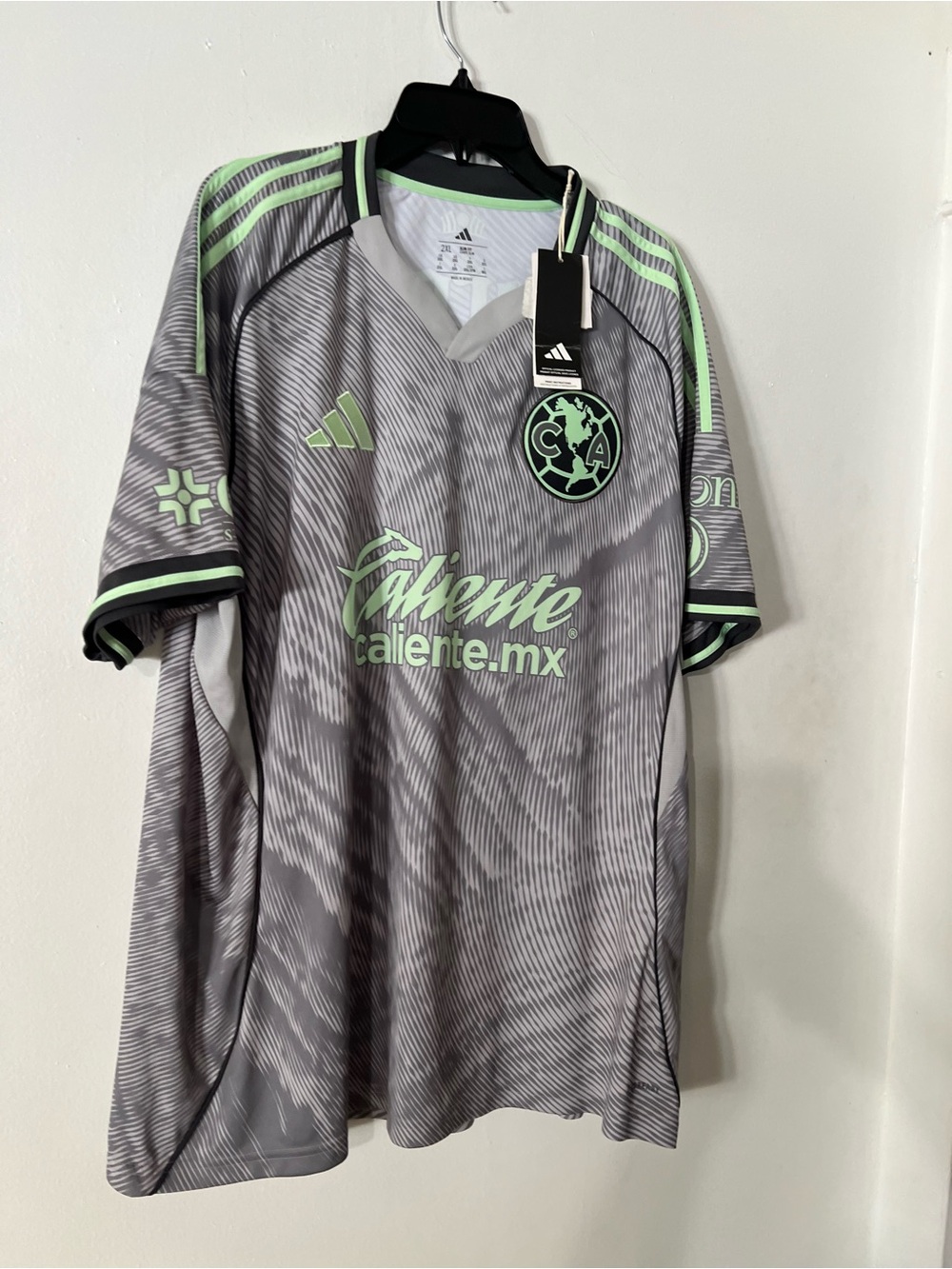 adidas Men’s Gray Soccer Jersey with Mint Accents